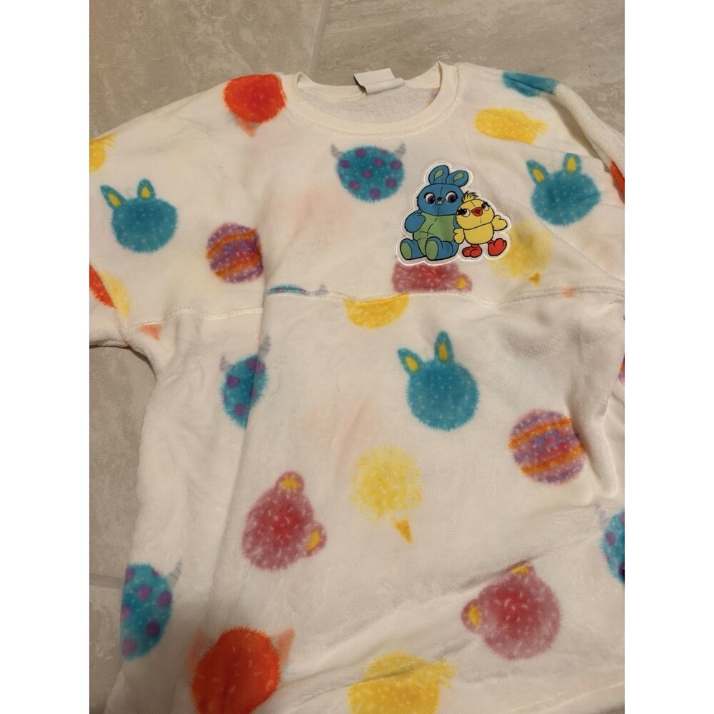 Disney Spirit Jersey White Fuzzy Sulley Ducky Red Fleece Pixar Adult M NEW